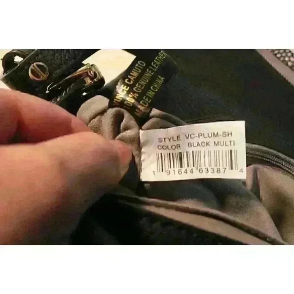 Vince Camuto Designer 100% Genuine Leather Handbag, Black and Pink Handbag - Picture 7 of 9